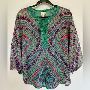 Multi colored, multi print, flowy blouse